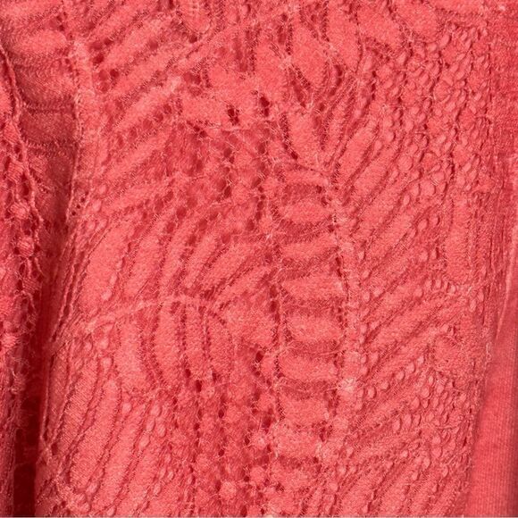 Soft Surroundings Cowl Neck Lace Sleeve Sweatshirt Coral Size - Picture 9 of 12